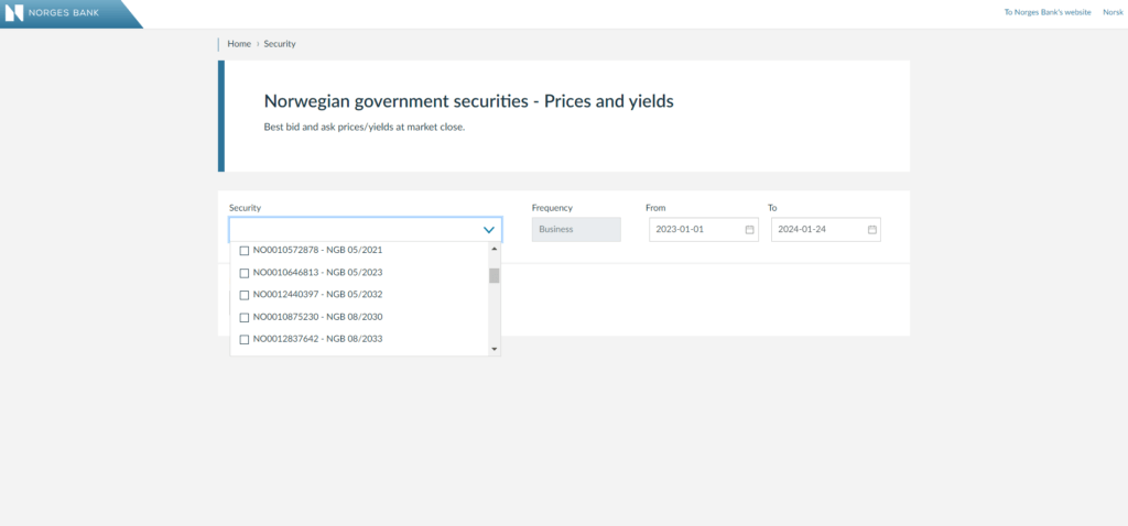 Securities at Norges Bank's website