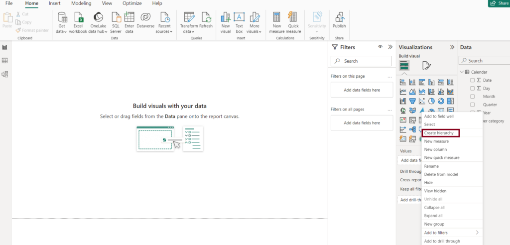 Date hierarchy in Power BI